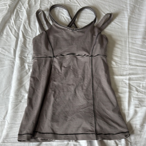 Lululemon Happy Strappy Tank Mini Pop Stripe Black Mink Berry Size 6 - Picture 2 of 13